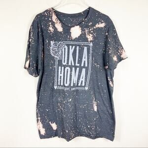 Custom Bleached Oklahoma Graphic Tee Sz L